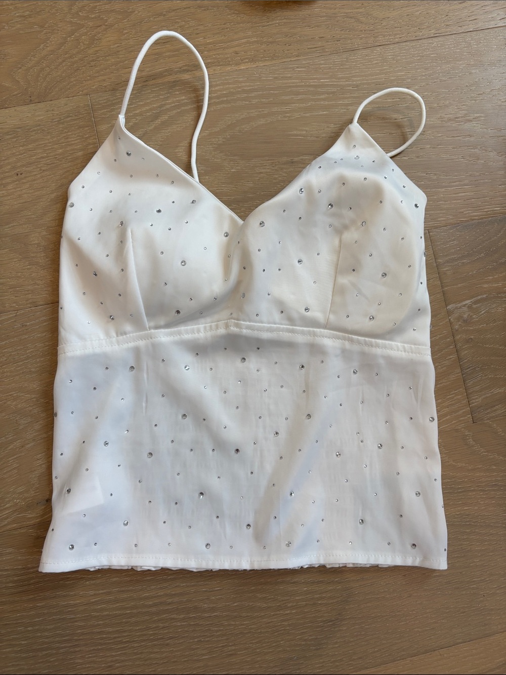 White Embellished Spaghetti Strap